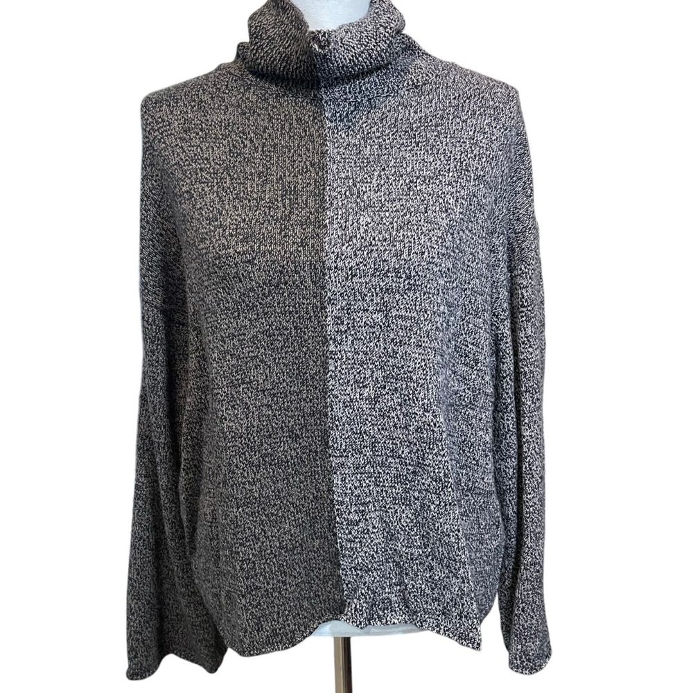 Peace Love World Colorblock Turtleneck Oversized Cotton Blend Sweater. Size XXS